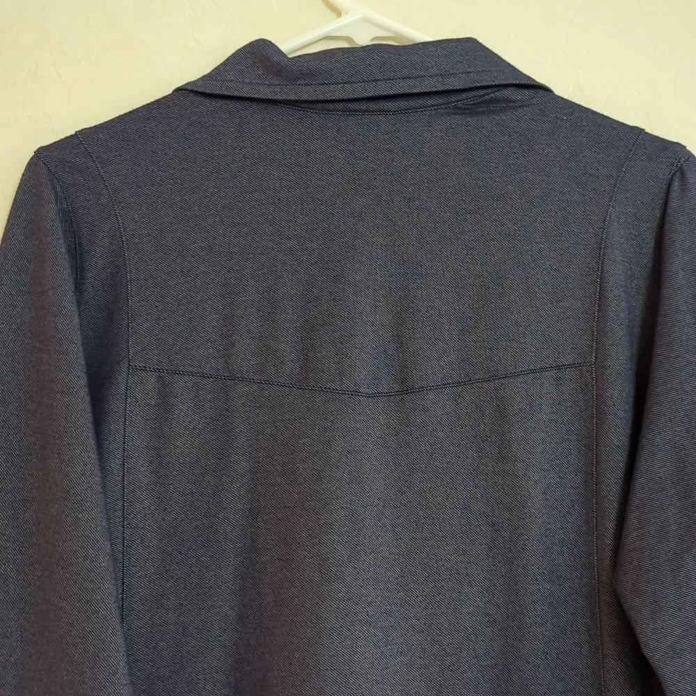 Nike Golf Sport Dark Blue Button Down 3/4 Sleeve Polo Shirt - Size L